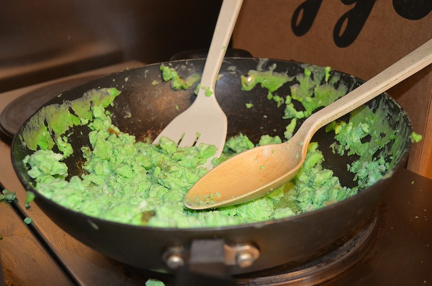 Students enjoy green eggs and ham for lunch.