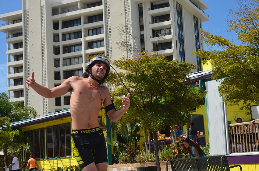 Andrew Andres came in first at the 13.6-mile race. Andres also broke the world record for skating 24 hours straight, completing 260 miles around a racetrack in January 2013.