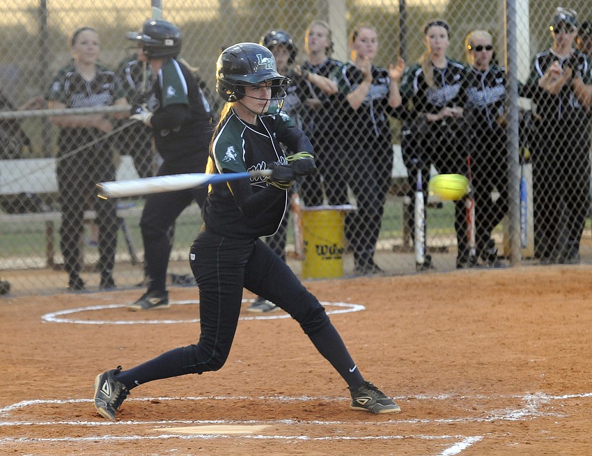 Lakewood Ranchâ€™s Amber Wimmer attempts to make contact in the fourth inning.