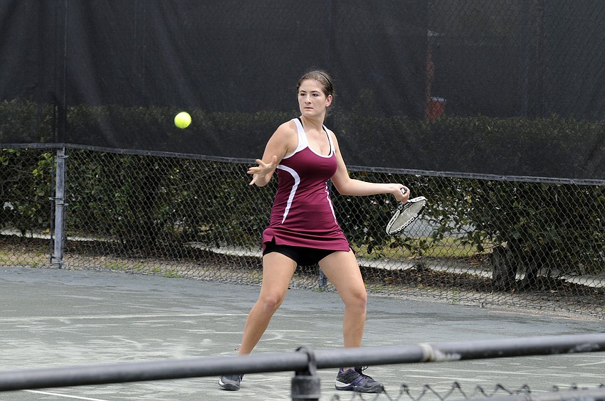 Riverview High junior Emory Conetta helped lead the Lady Rams with victories at No. 5 singles and No. 2 doubles.