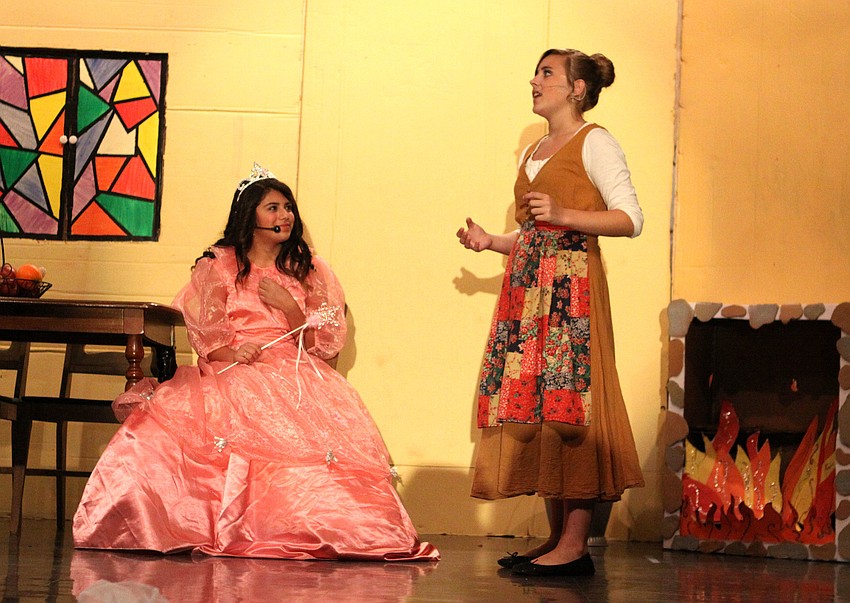 Fairy Godmother, Madi Jojeda, and Cinderella, Paige Merriman, sing â€œImpossibleâ€.
