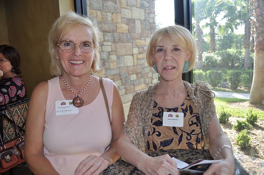 Margaret Kristjanson and Diane Robertson, a third prizewinner in the one-offs category and a creative writing instructor and author from Bradenton