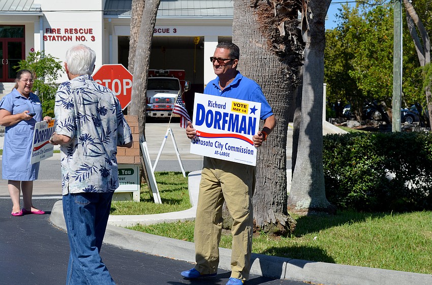 Richard Dorfman spent the day visiting precincts to greet voters.