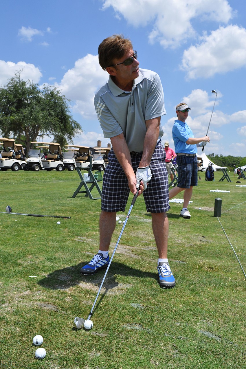 Joel Meyerson practices his swing.