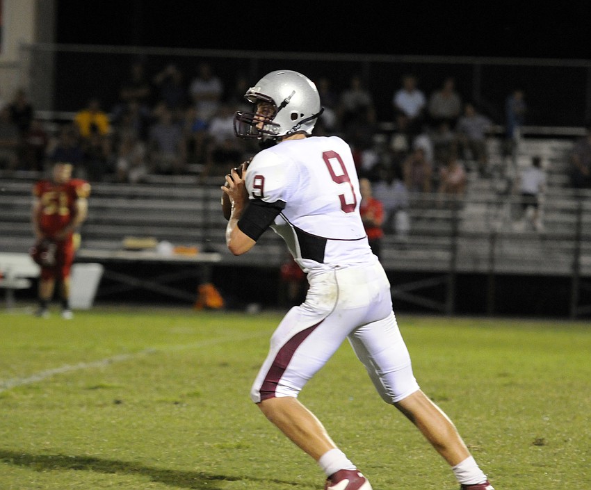 Braden River freshman Jake Huesman made his first varsity appearance after starting quarterback Dusty Peebles left the game with a concussion on the Pirates' opening possession.