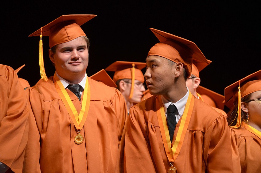 Seniors await the graduation ceremony.