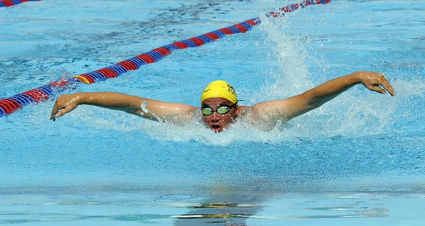Mexicoâ€™s Francisco J. Mercado swims the butterfly leg of the 200 IM.