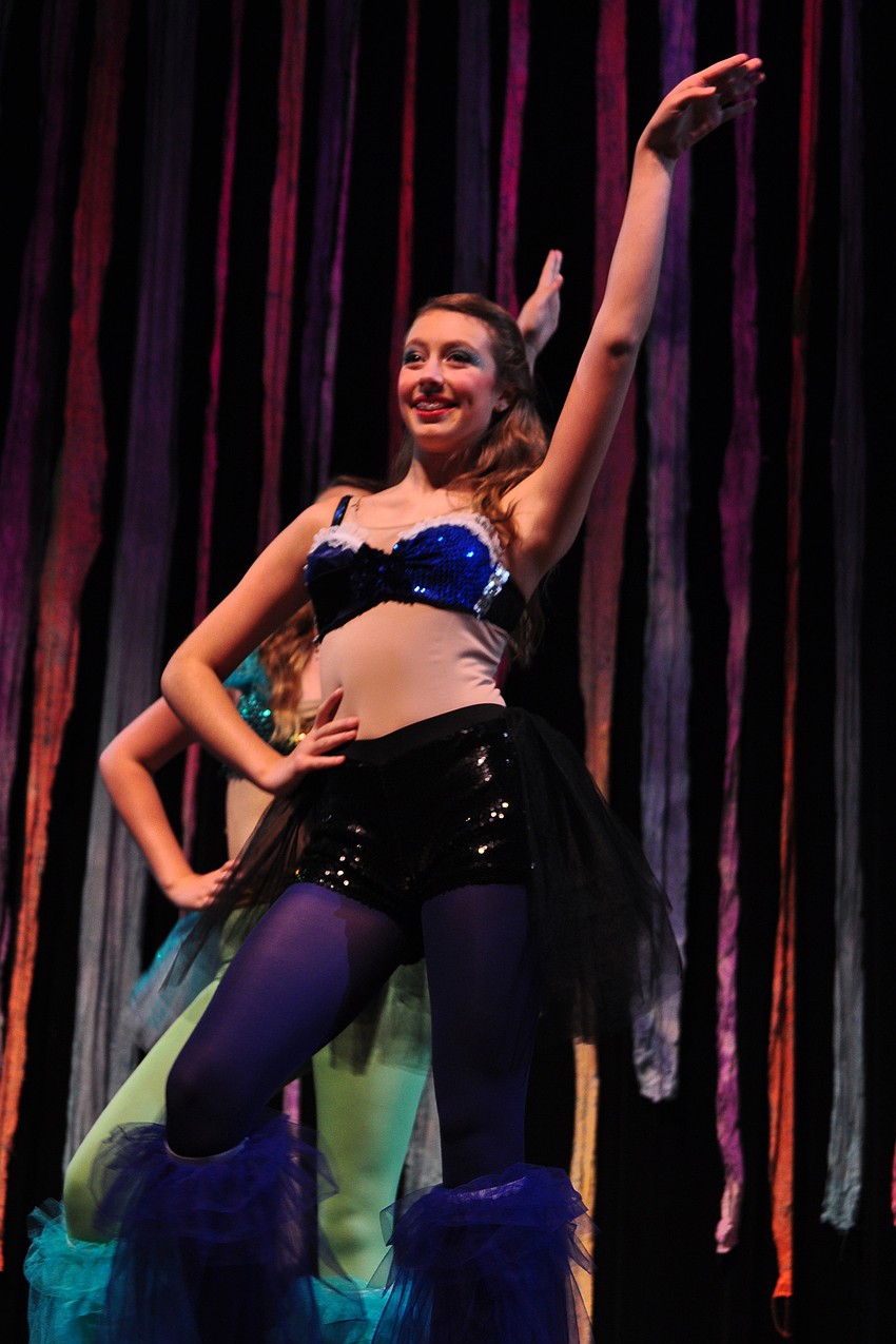 Mermaid Jessica Apatow dances.