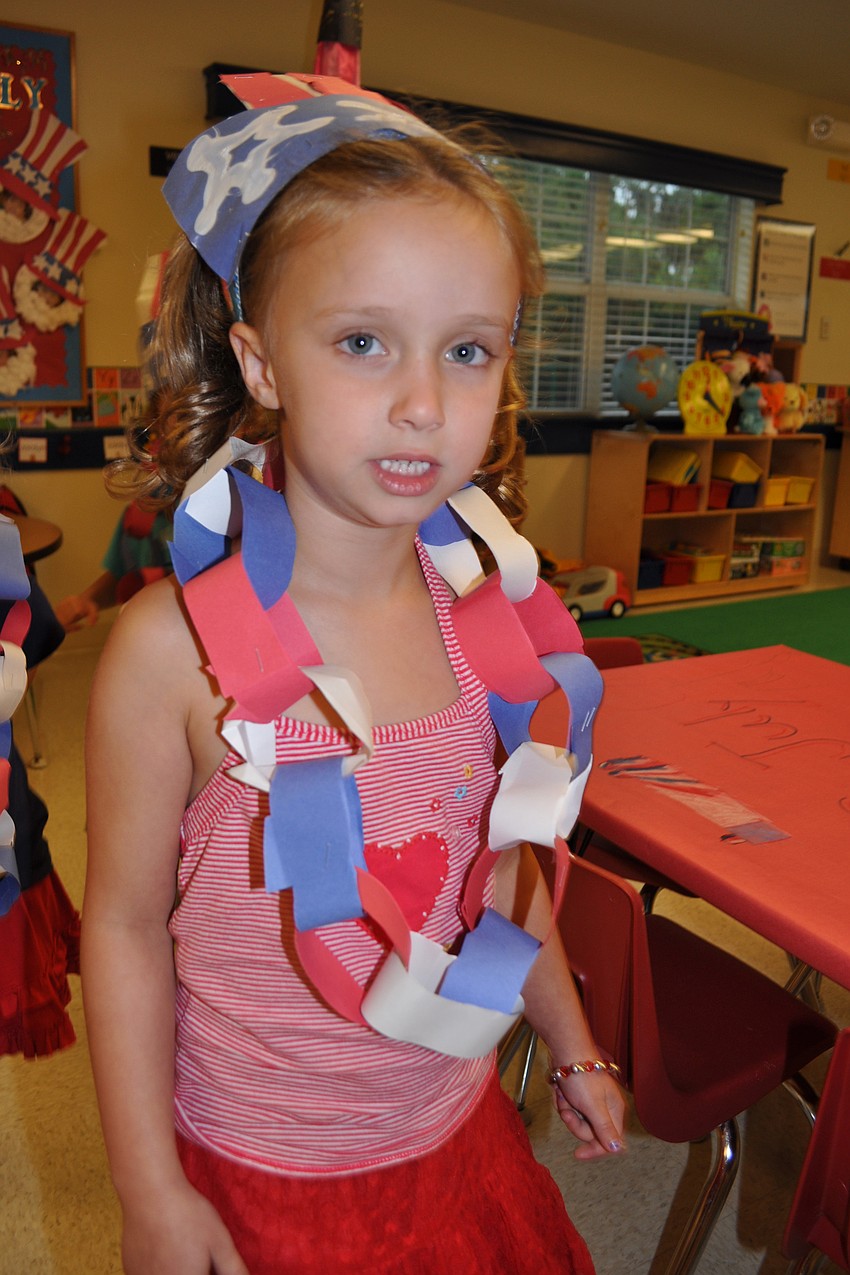 Lucy Preston, 5, marches with gusto.