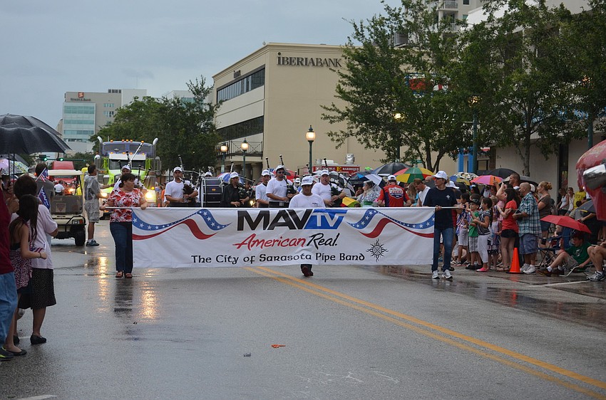 The City of Sarasota Pipe Band marched in the parade.