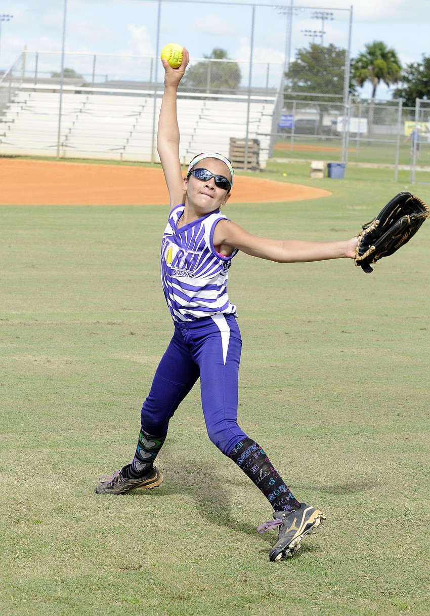 Suncoast Storm pitcher Devyn Mulligan, 11, has been pitching for the past three years.