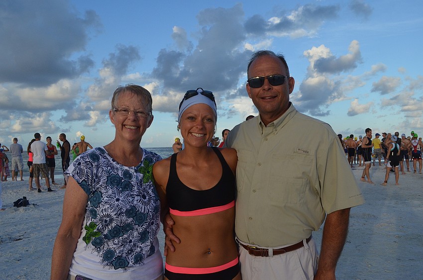 Julie and Mark Jahn came out to support their daughter Megan who participates in the sprint triathlon. This is the familyâ€™s eighth visit to Siesta Key from their home in Indiana.