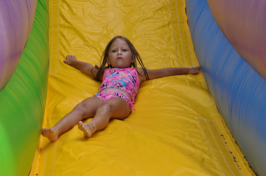 Alexia Steele, 4, finished a slide.