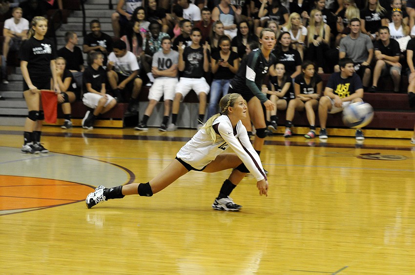 Freshman libero Ande McDonald digs the ball in Game 3.