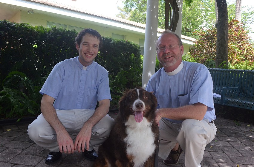 Vicar James Henricks, Pastor Mark Bernthal and Australian Shepherd Jack