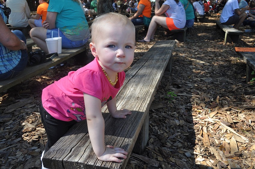 Brinna Jones, 14 months, was easily entertained.