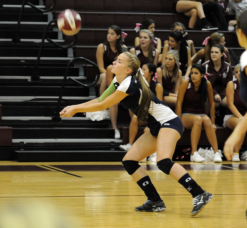 ODA junior Natalie Buffett digs the ball back to a teammate in the second set.