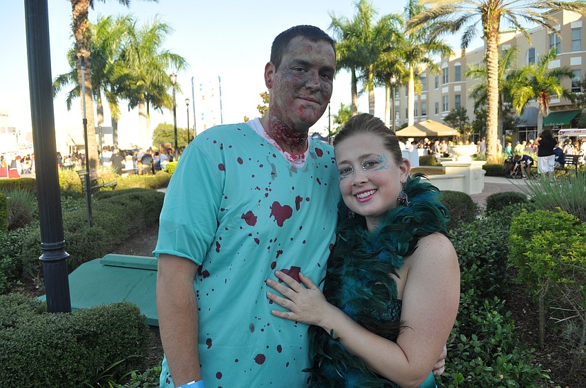 Randy Diaz and Jennifer Harrington matched in green.