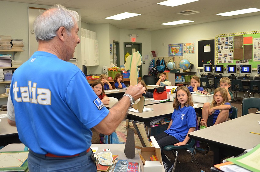 Author Joseph Spinella introduces himself to the 3rd graders in Ronnie Ricebergâ€™s classroom at Phillippi Shores Elementary School.