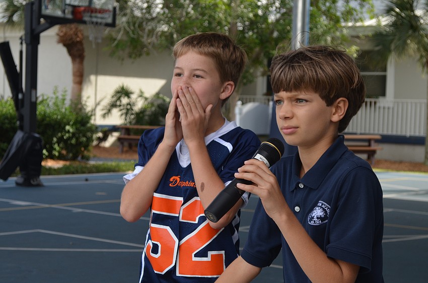 Cal H. and Hayden B. were the announcers for the game