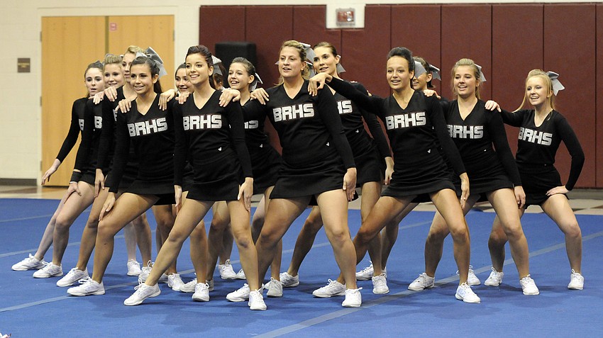 The Braden River High JV cheerleading squad performs during the schoolâ€™s Cheerfest Competition Dec. 14.