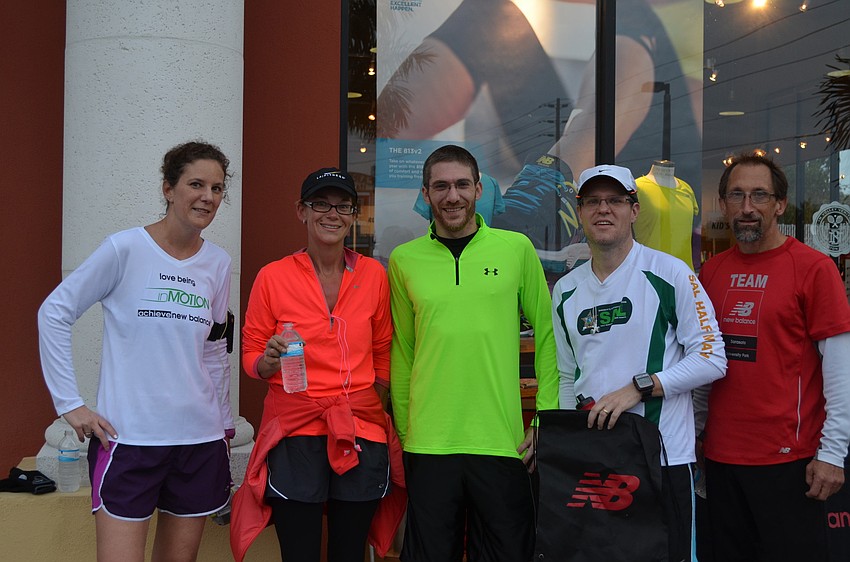 Melissa Barber, Natasha Joffer, Rob Ashodian, Jeff Ellis and Jeff Ealey cool off after the race.