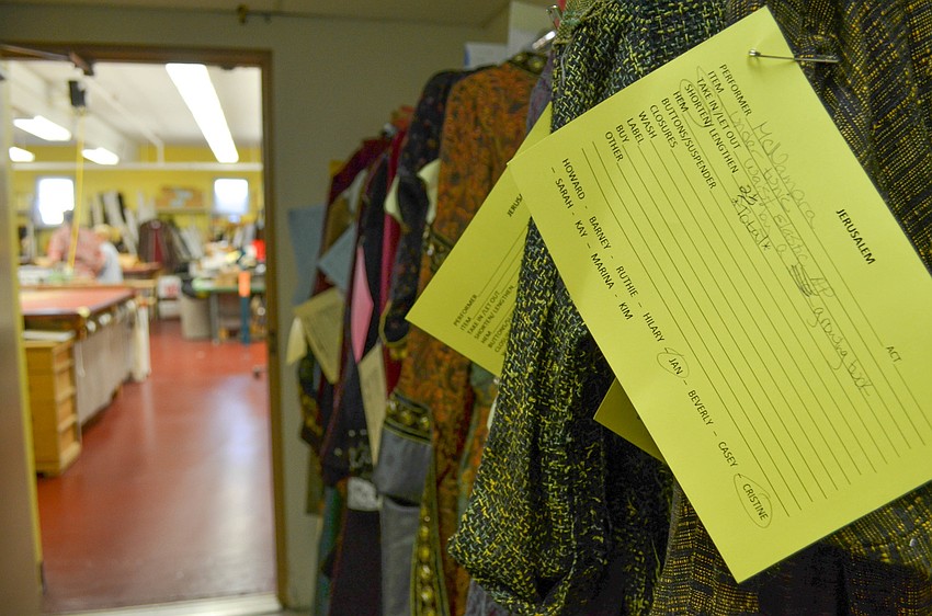 Costume racks act as bread crumbs to the costume shop