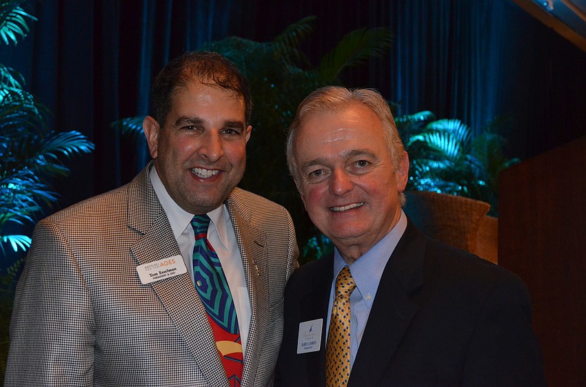 Institute for the Ages President and CEO Tom Esselman with Harry Hobson, president and CEO, Plymouth Harbor on Sarasota Bay
