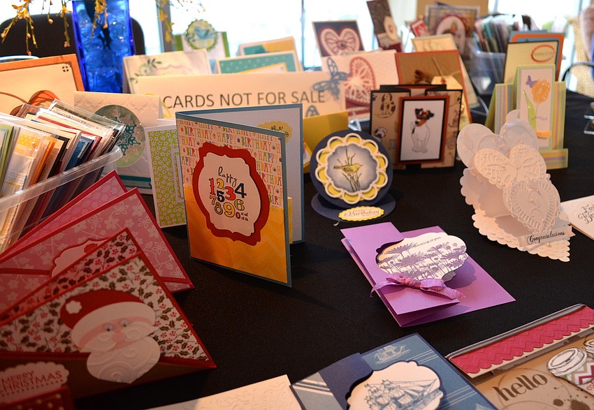 Karen Pickerell shared her colorful handmade cards with fellow Islander residents.