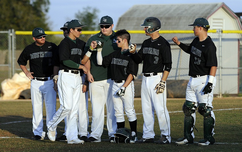 The Lakewood Ranch High starting lineup is introduced before the start of its district contest versus Braden River March 11.