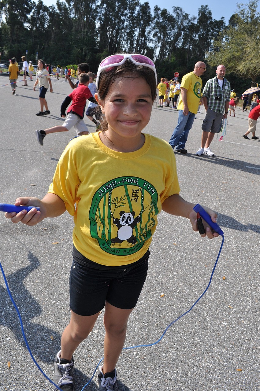 Samantha Malave, 10, practices the criss-cross move.
