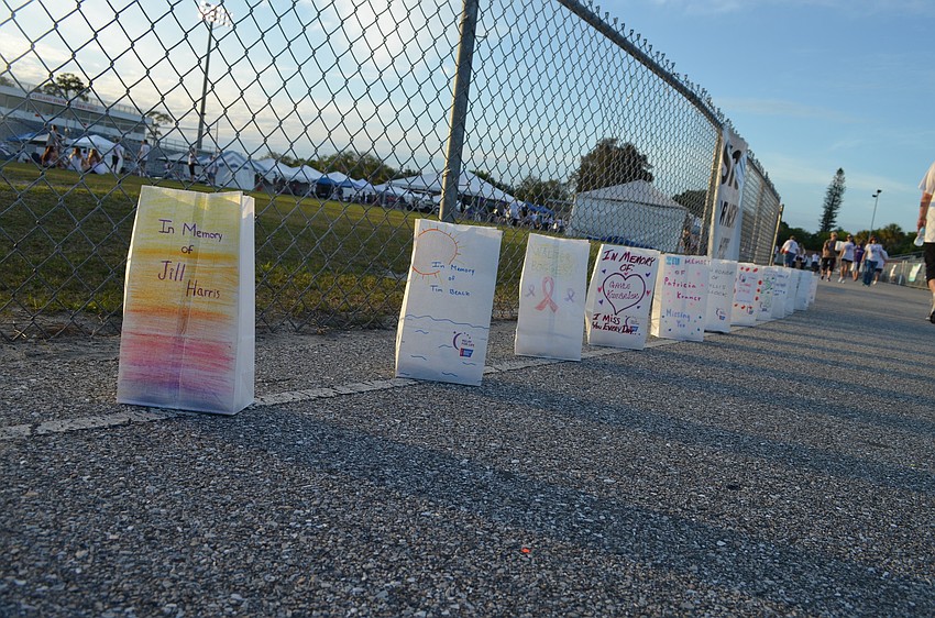 Walkers brought paper bags in honor of loved ones.