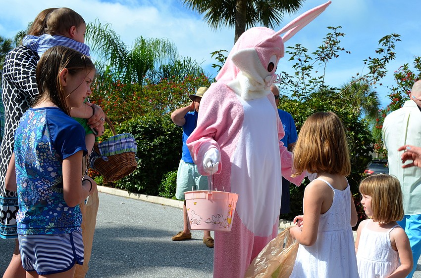 The Easter Bunny greeted attendees before the hunt.
