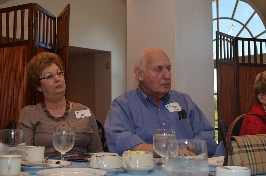 Geri and Ron Yonover listen to the lively discussion.