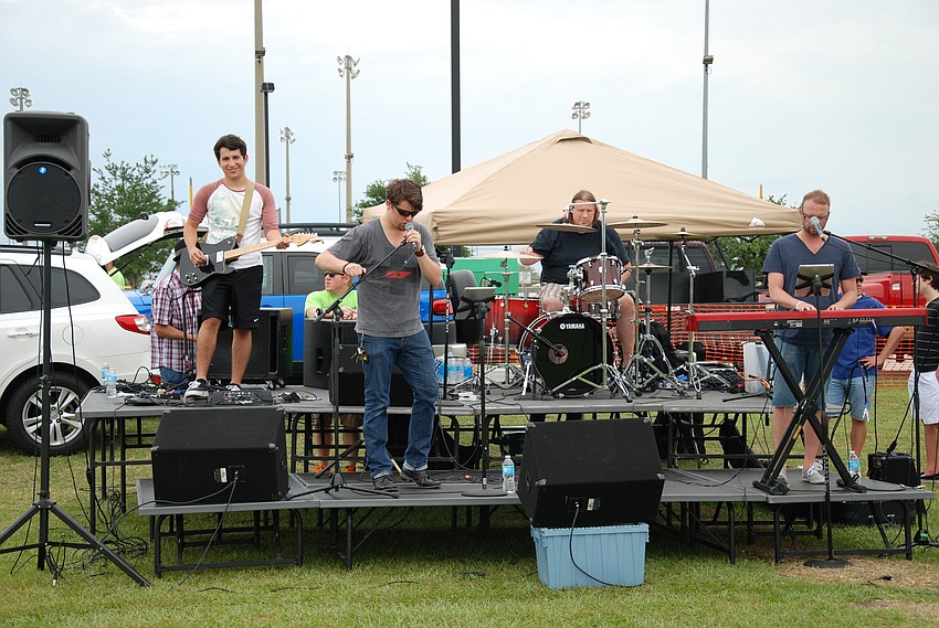 Woodland Community Churchâ€™s worship band plays live at the cookout.
