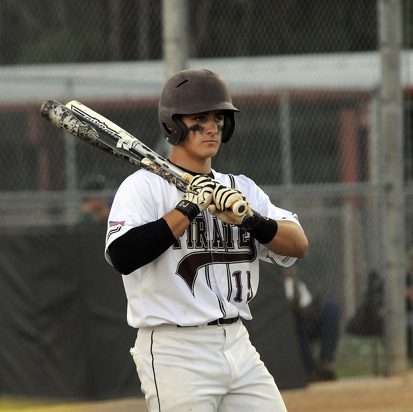 Braden Riverâ€™s Kray Harwick waits in the on deck circle.