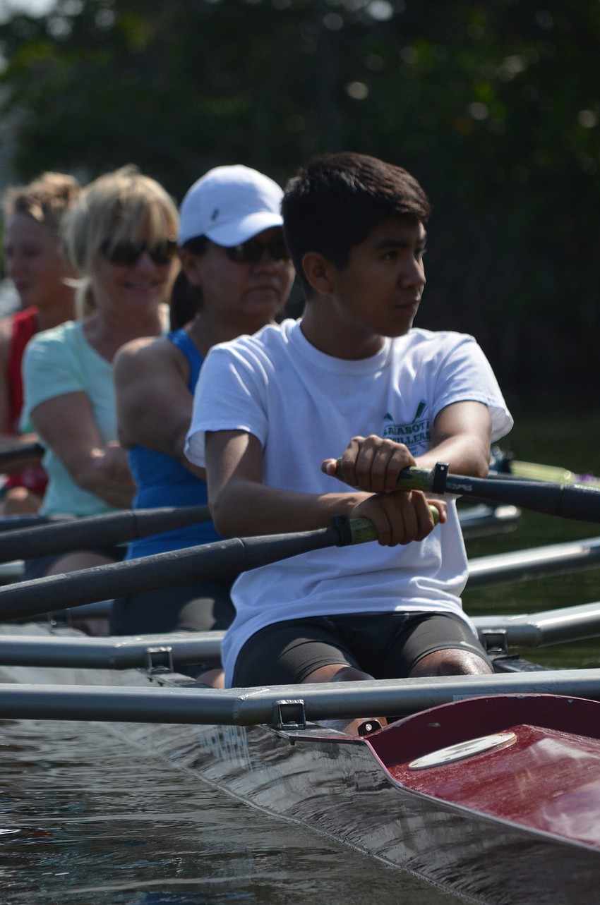 Dante Zuniga sets off with parents on the water.