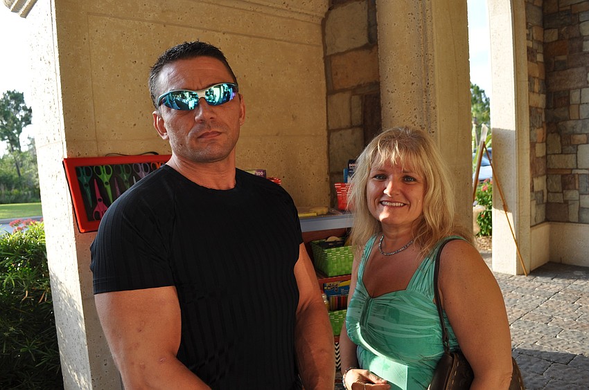 Wendy Bond, a first grade teacher at Braden River Elementary, with Jeff Bagenstose