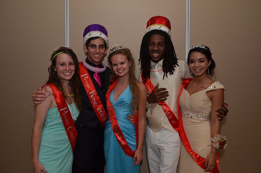Prom court students Miranda Hendricks, Charles Roberts,  Emily Carver, Ira Serrant and Kim Delgado