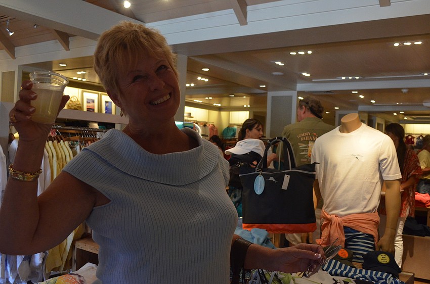 Pat Burrer enjoys a basil mint lemonade.