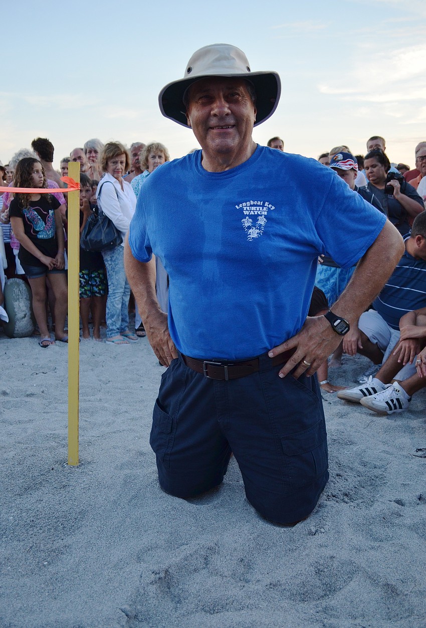 Sam Digiammarino gets in position for the nest opening.