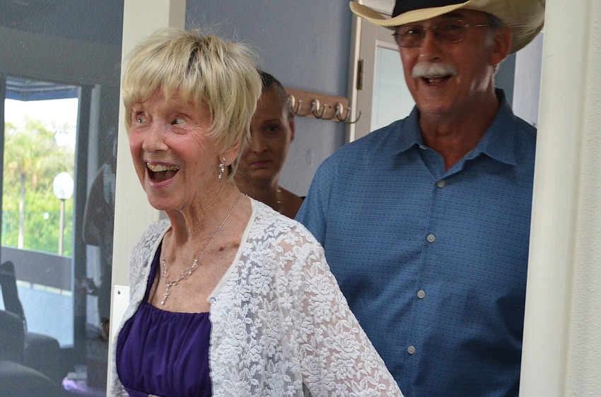 Pennie Williamâ€™s face indicates the surprise party was indeed a surprise