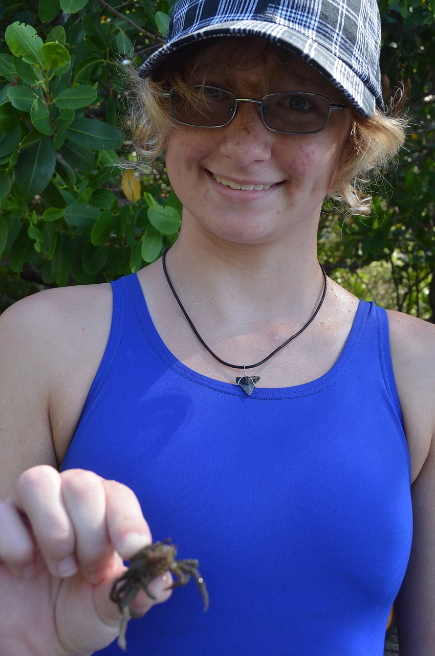 Mattie Bryant, 12, caught a spider crab.