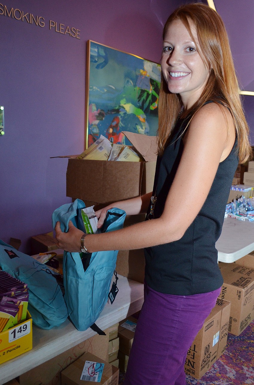 School Counselor Christina Rogers-Hehr represented Fruitville Elementary School at the Rotaryâ€™s backpack event.