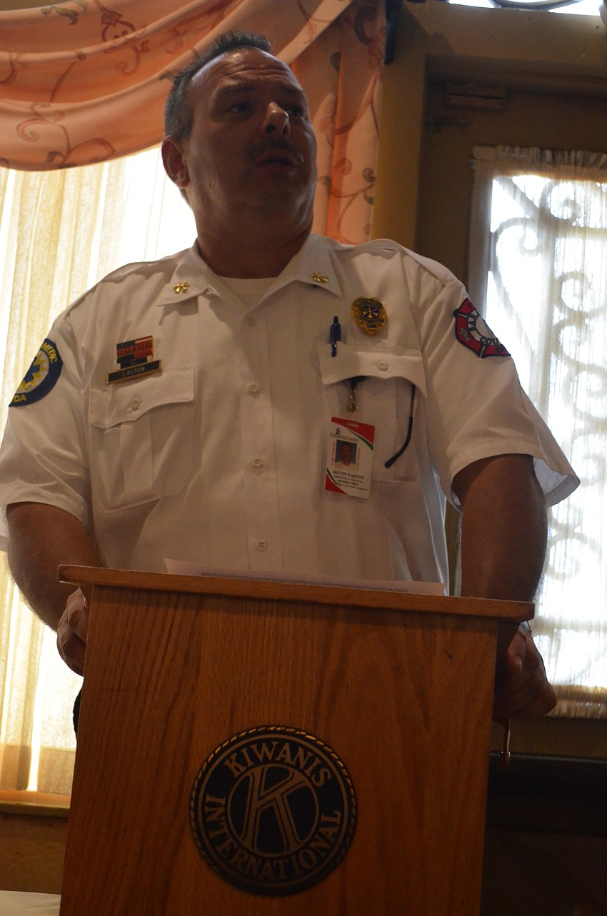 Sarasota County Fire Department Chief Kevin Easton was the guest speaker at the weekly lunch and meeting.