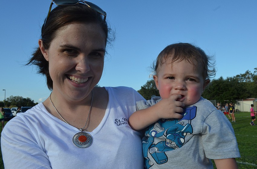 Siobhan Young plays with her 13-month old son Declan.