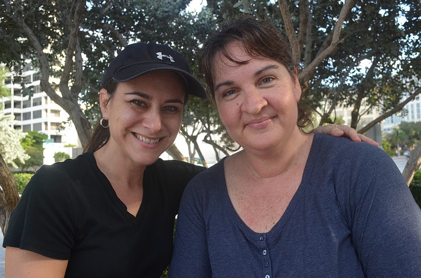 Linda Weinstein and Caroline Brown step out against domestic violence.