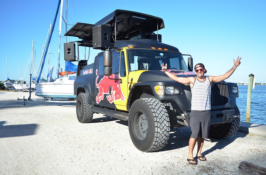 CJ Britton in front of his Red Bull entertainment truck.