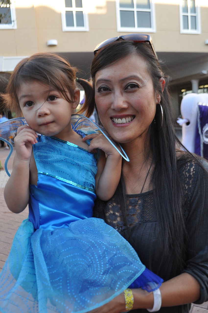 Three-year-old Cheomin Maugans, of Lakewood Ranch, and her mom, Phan, attended Boo Fest for the first time.