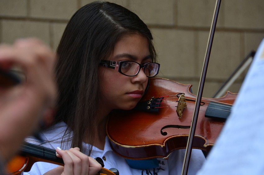 Orchestra student Monica Cruz is in seventh grade.